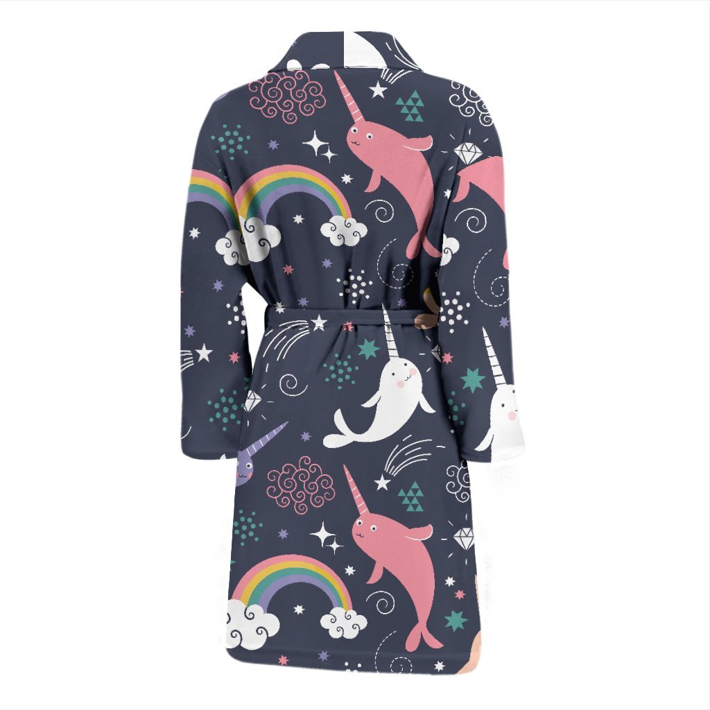 Narwhal Pattern Print Men Long Robe-grizzshop