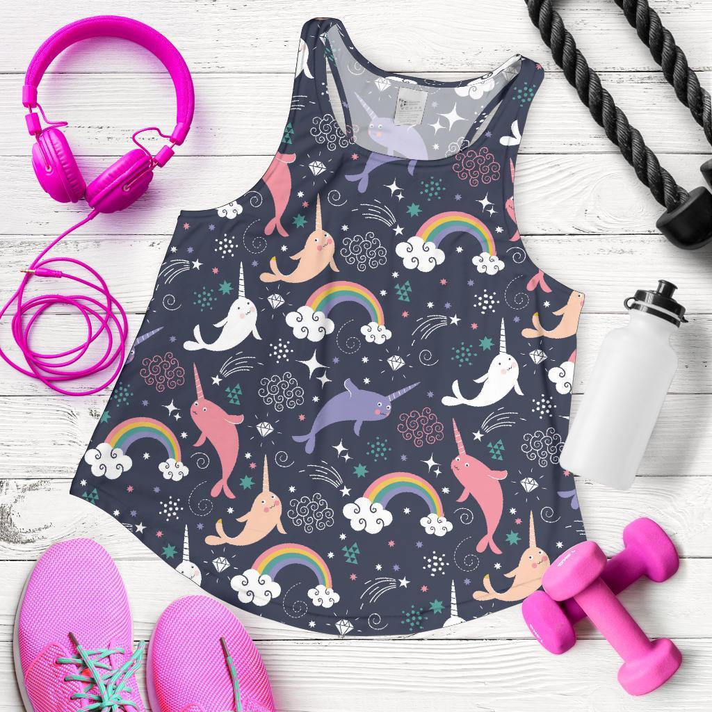 Narwhal Pattern Print Racerback Tank Tops-grizzshop
