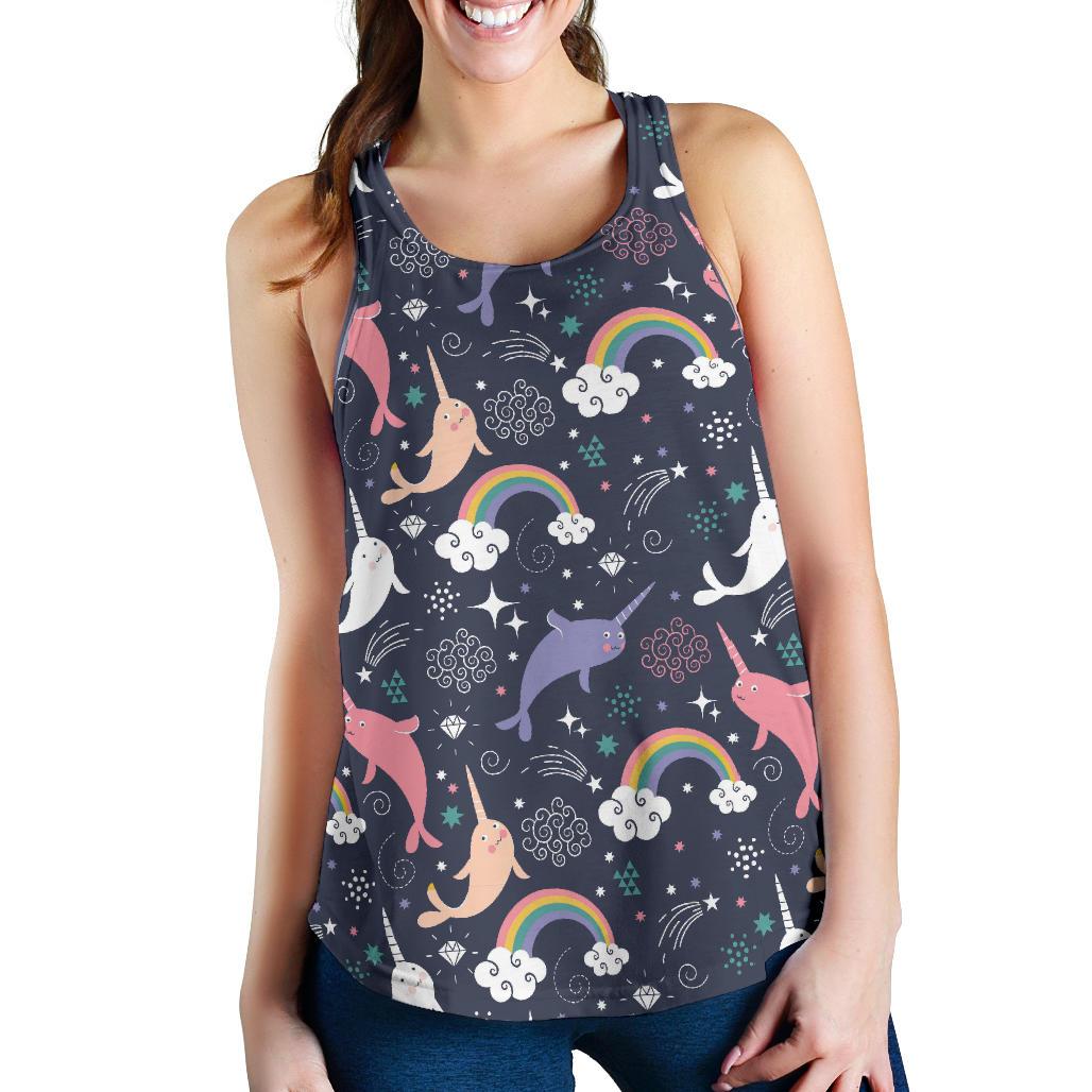 Narwhal Pattern Print Racerback Tank Tops-grizzshop
