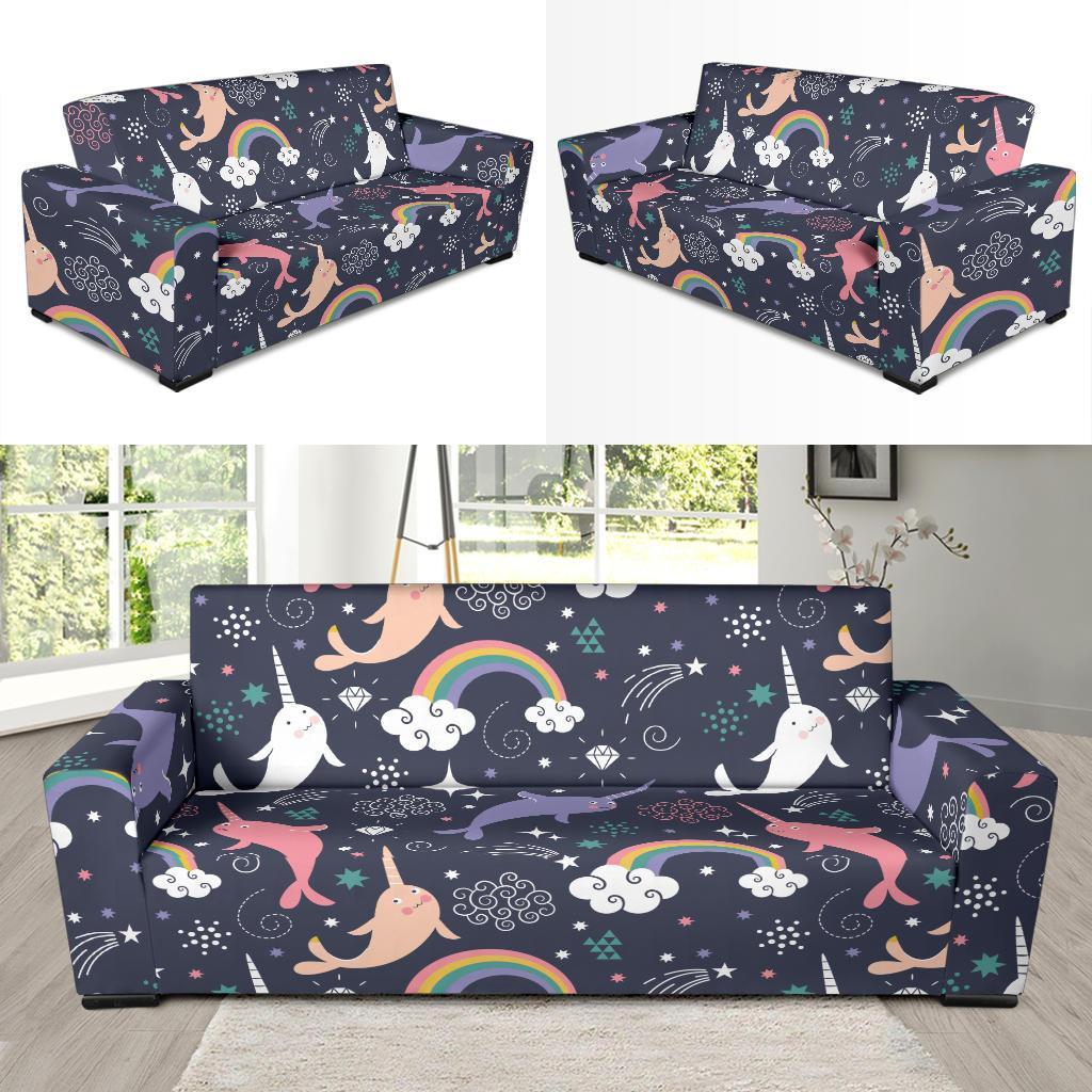 Narwhal Pattern Print Sofa Covers-grizzshop