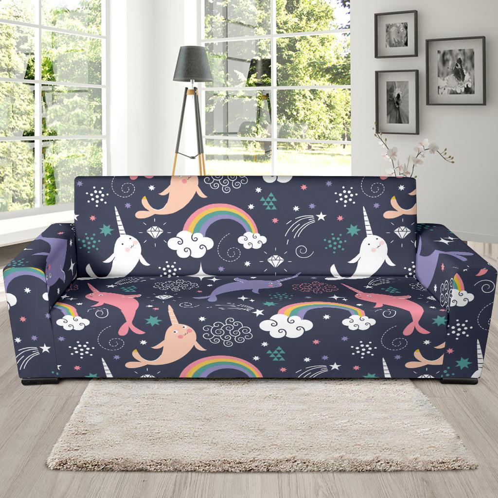 Narwhal Pattern Print Sofa Covers-grizzshop