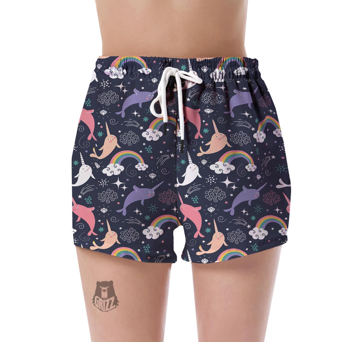 Narwhal Pattern Print Women's Shorts-grizzshop