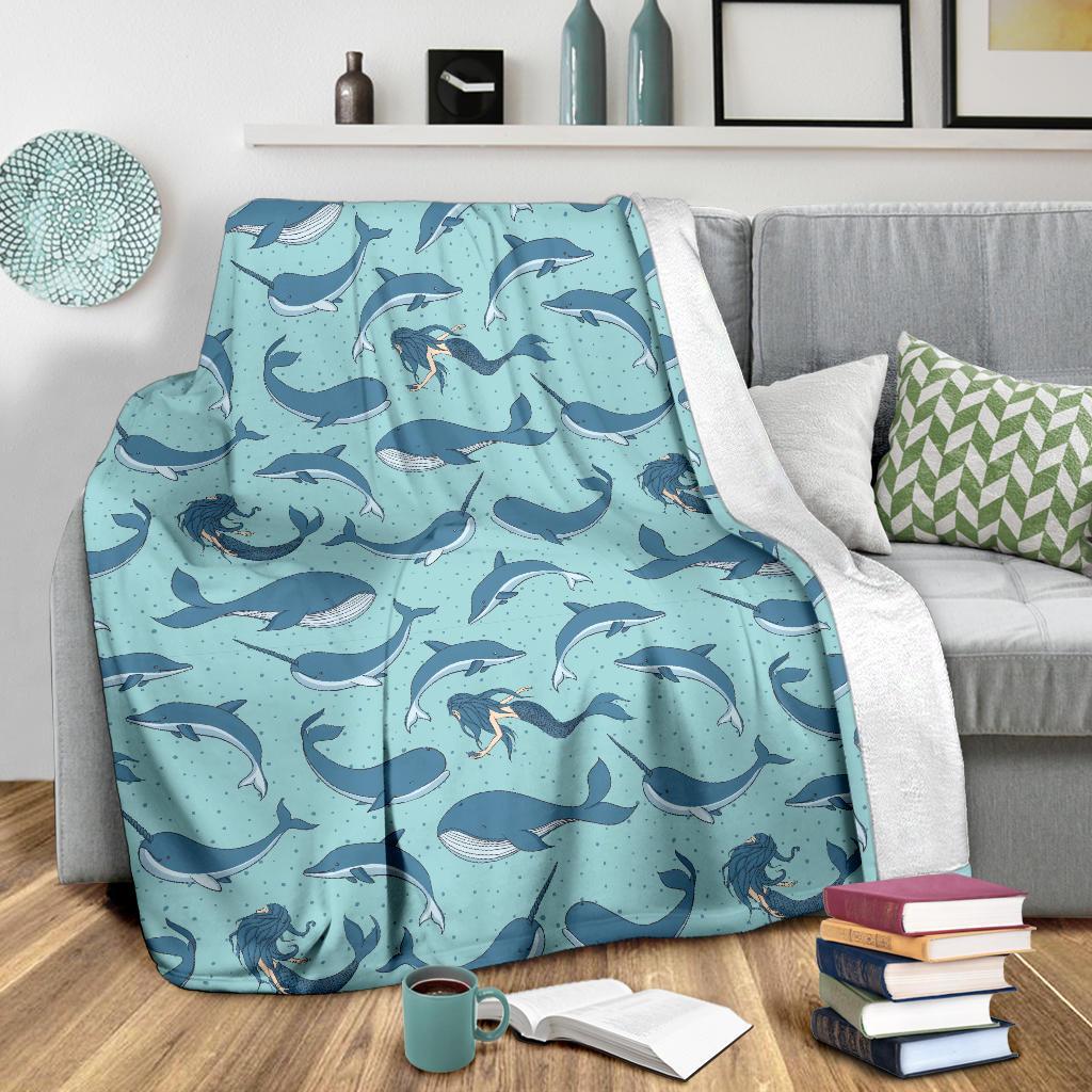 Narwhal Print Pattern Blanket-grizzshop