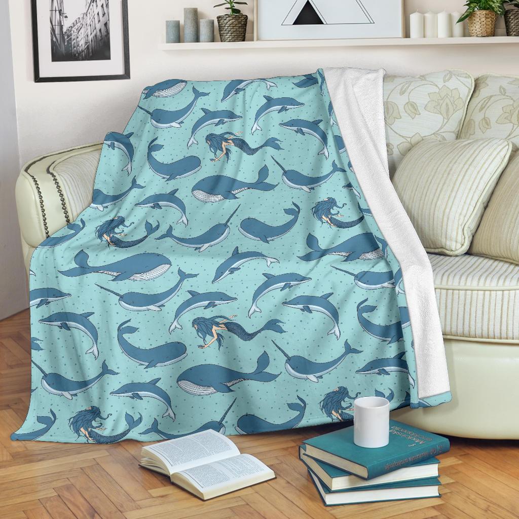 Narwhal Print Pattern Blanket-grizzshop