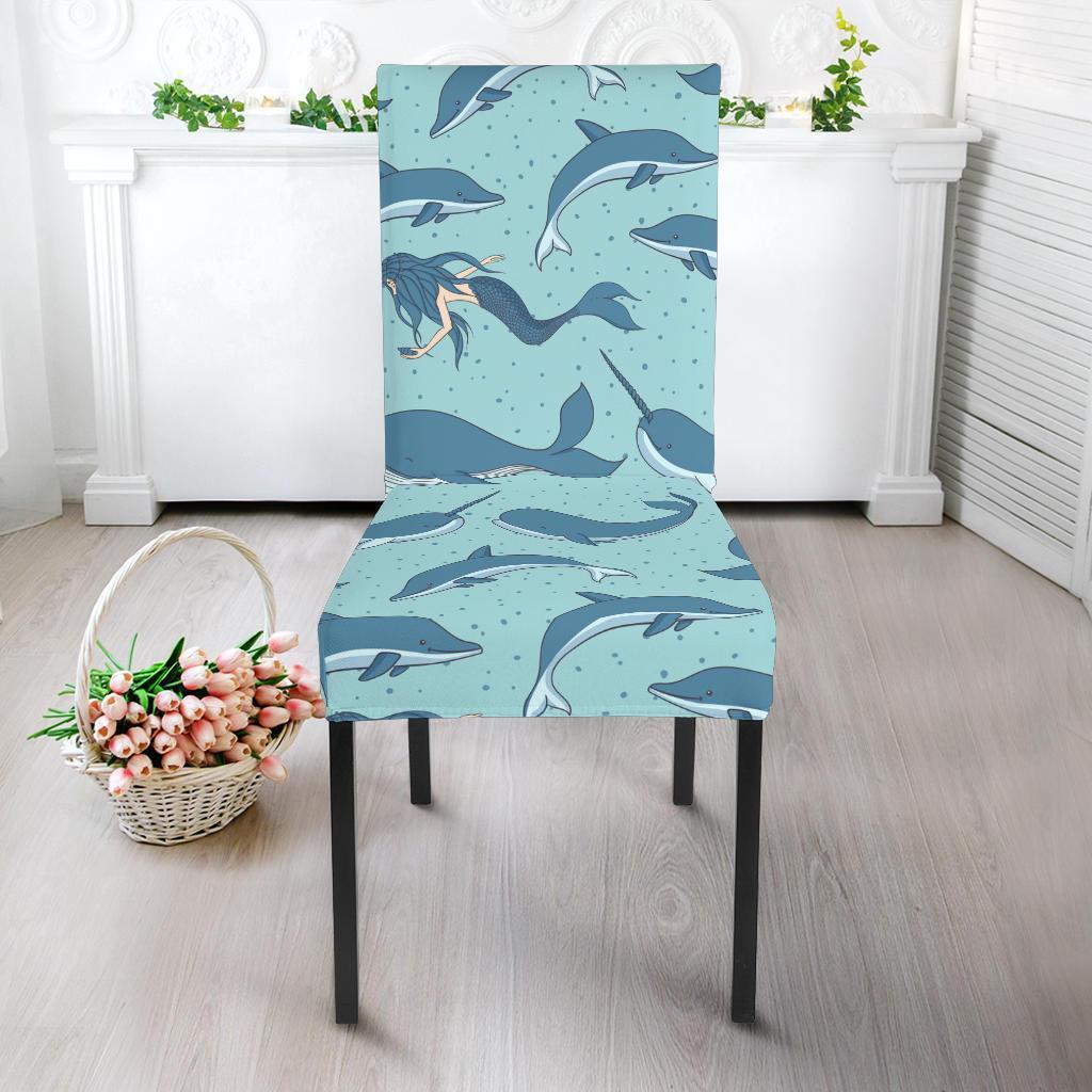 Narwhal Print Pattern Chair Cover-grizzshop