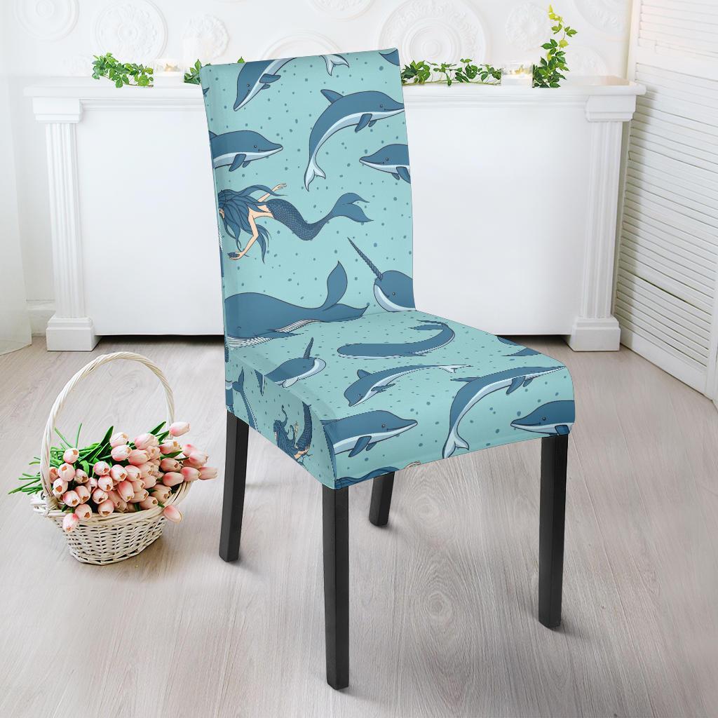 Narwhal Print Pattern Chair Cover-grizzshop