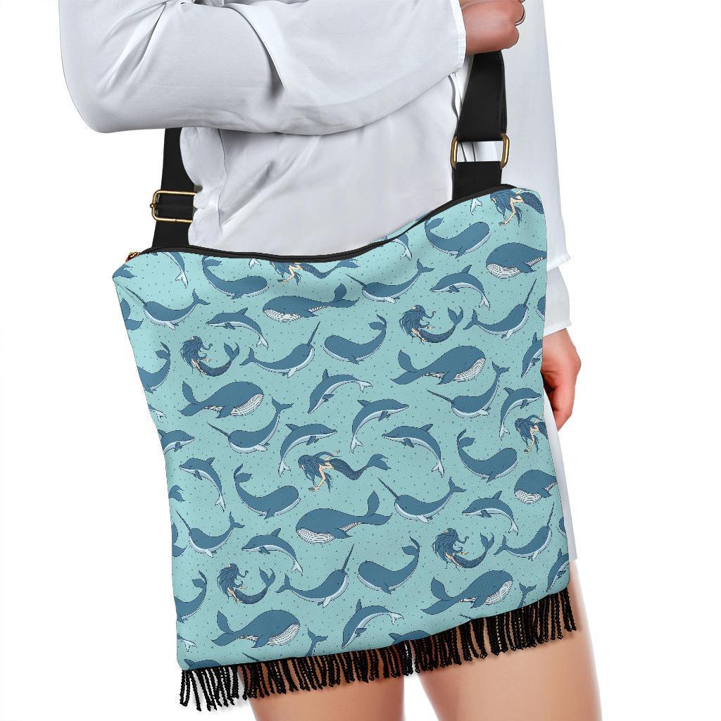 Narwhal Print Pattern Crossbody Bags-grizzshop