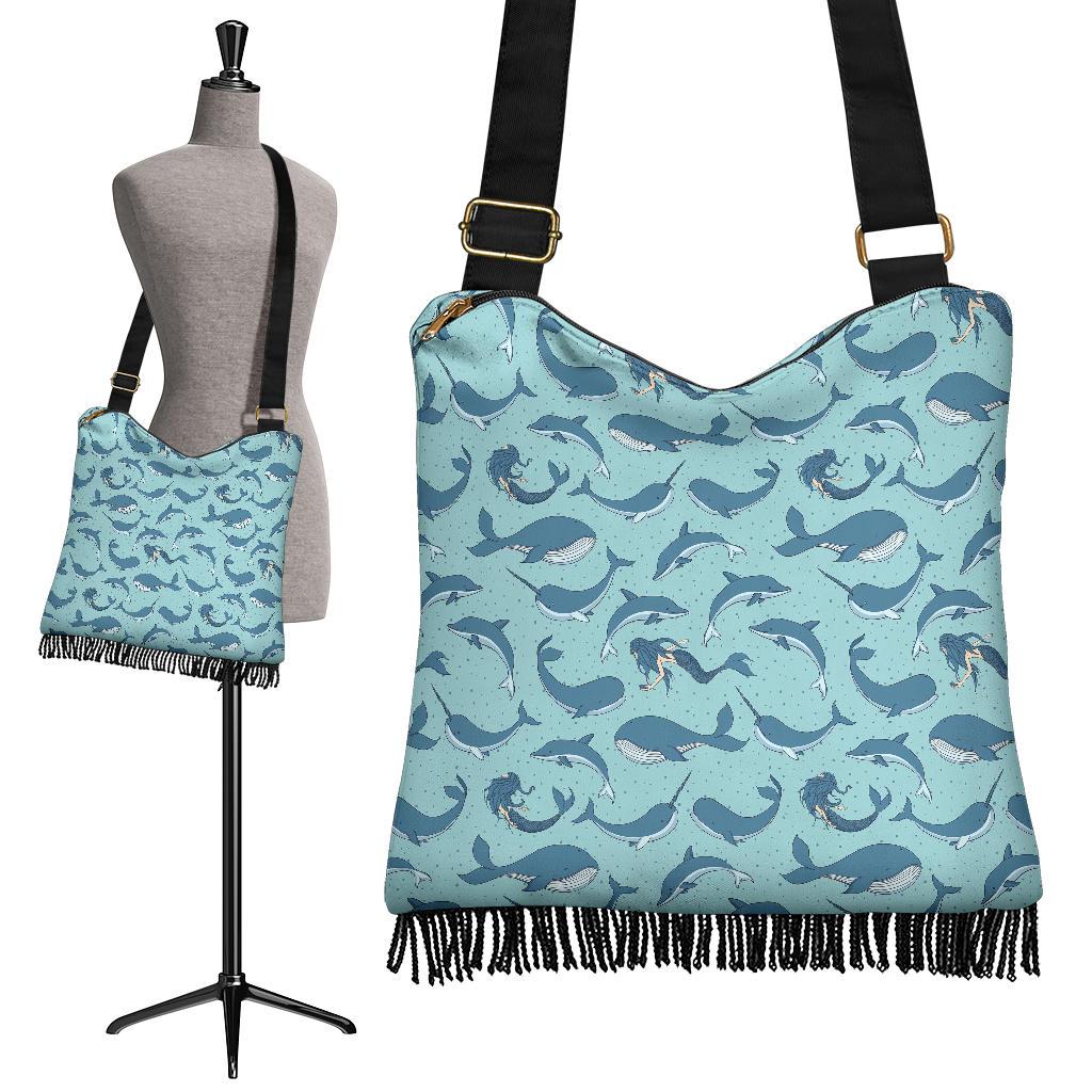 Narwhal Print Pattern Crossbody Bags-grizzshop