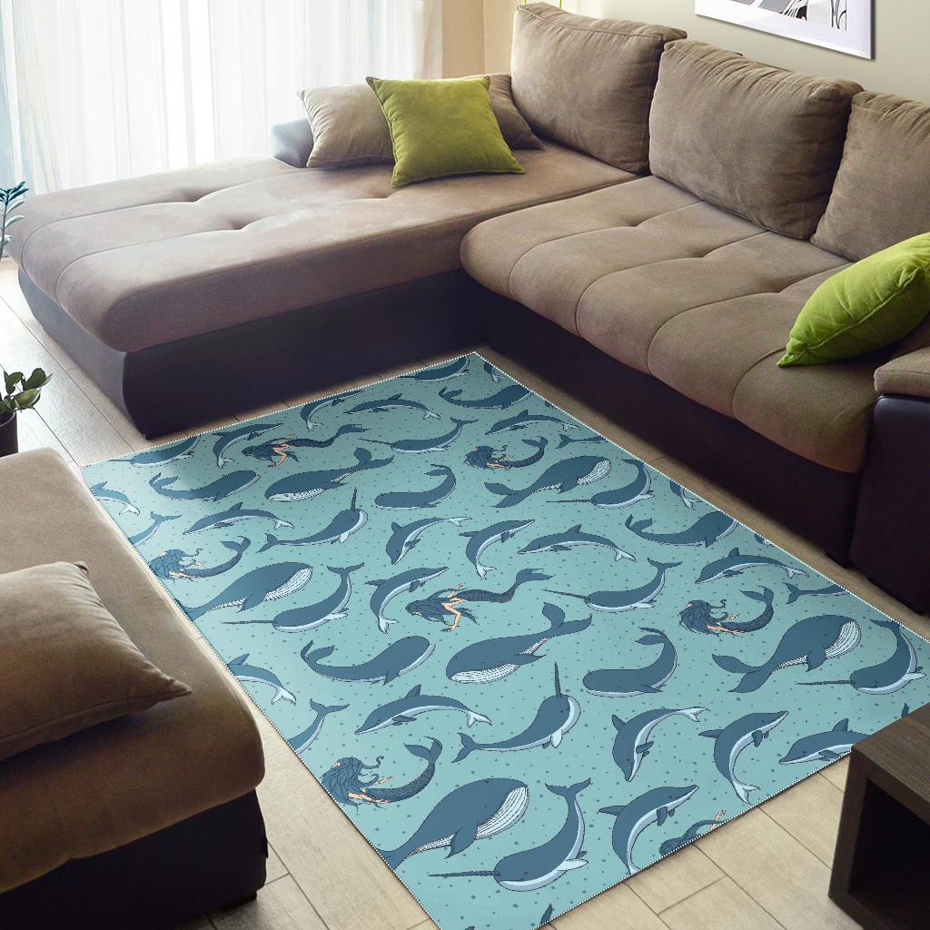 Narwhal Print Pattern Floor Mat-grizzshop