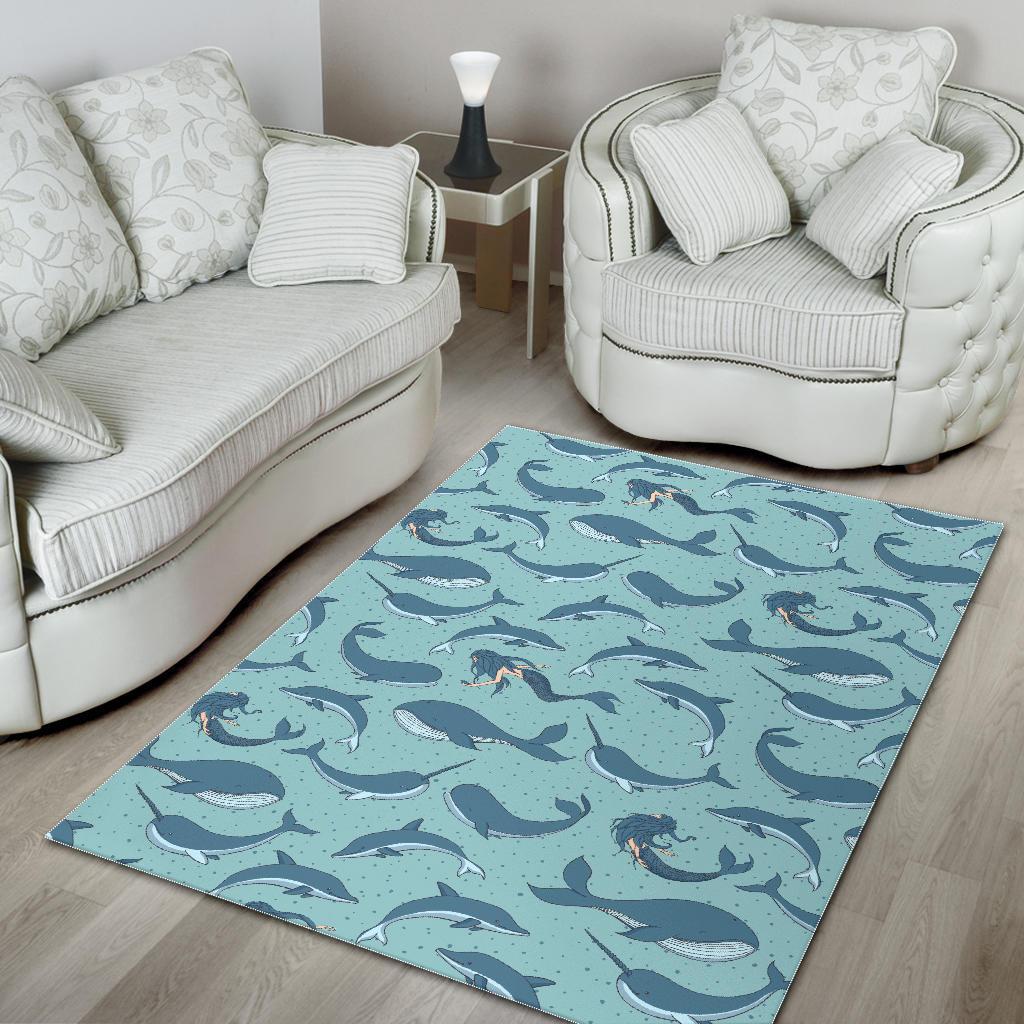 Narwhal Print Pattern Floor Mat-grizzshop