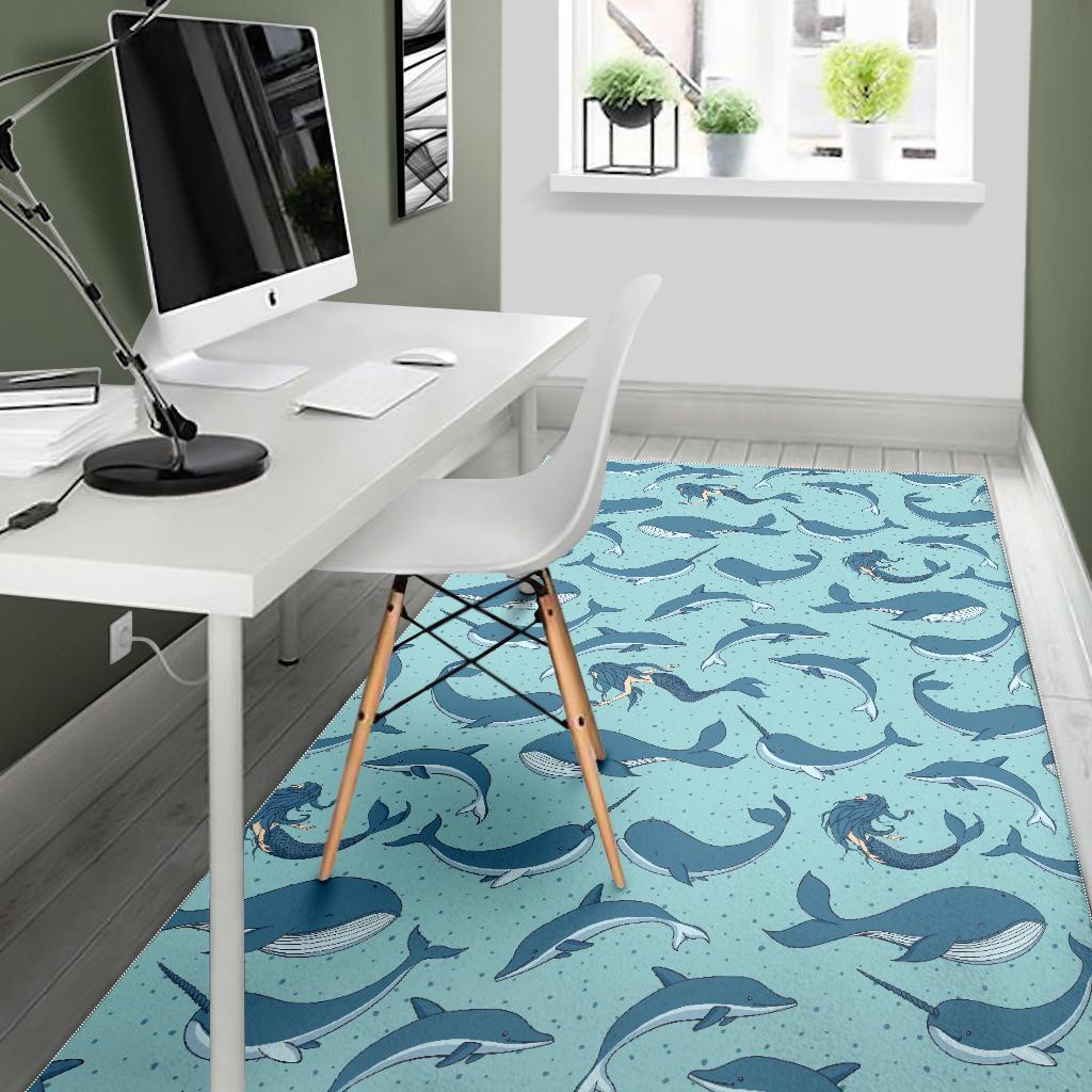 Narwhal Print Pattern Floor Mat-grizzshop