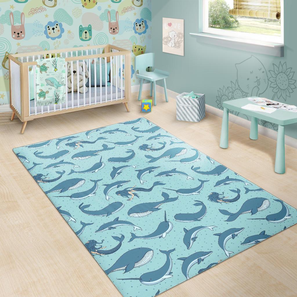 Narwhal Print Pattern Floor Mat-grizzshop