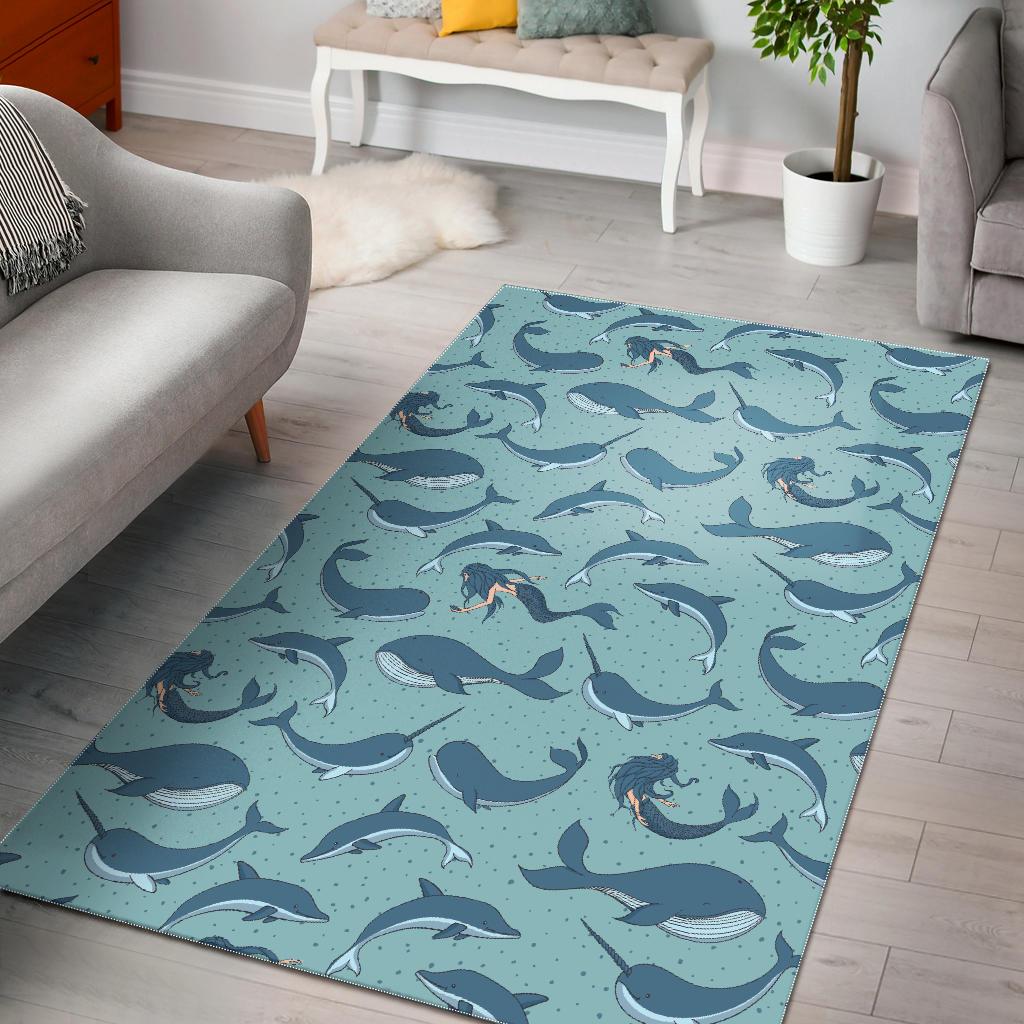 Narwhal Print Pattern Floor Mat-grizzshop