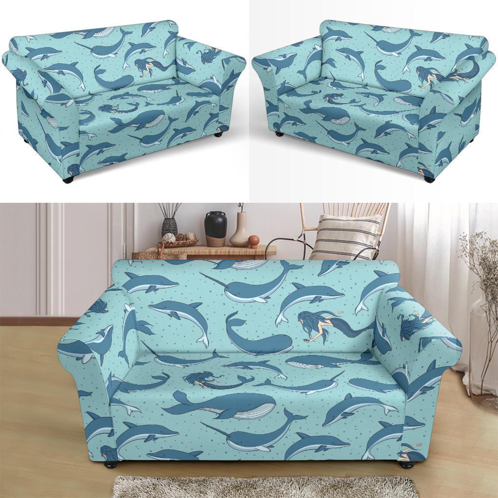 Narwhal Print Pattern Loveseat Cover-grizzshop