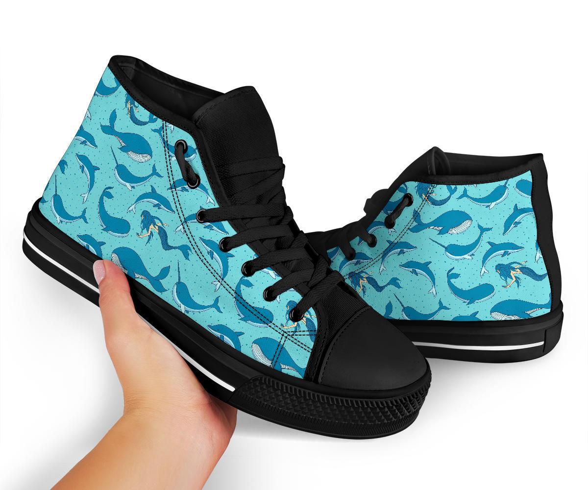 Narwhal Print Pattern Men Women's High Top Shoes-grizzshop