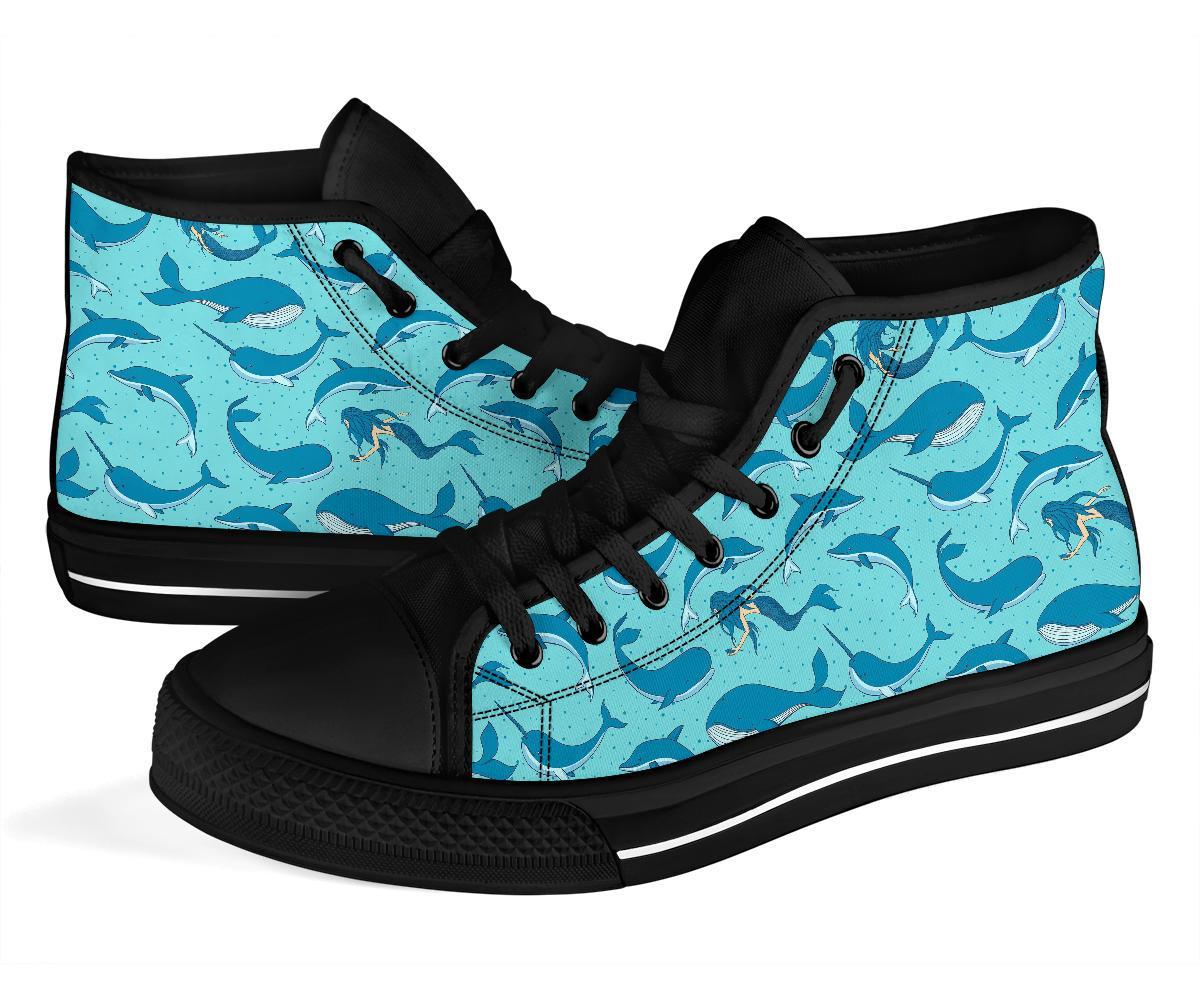 Narwhal Print Pattern Men Women's High Top Shoes-grizzshop
