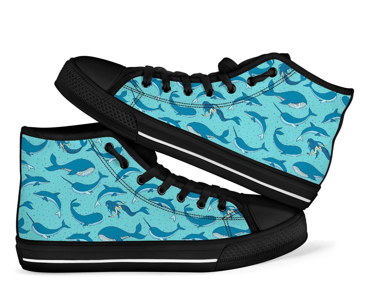 Narwhal Print Pattern Men Women's High Top Shoes-grizzshop