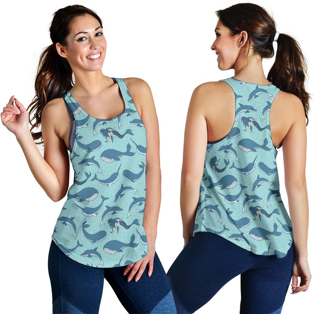 Narwhal Print Pattern Racerback Tank Tops-grizzshop