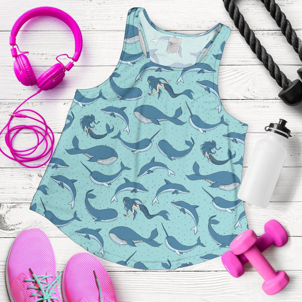 Narwhal Print Pattern Racerback Tank Tops-grizzshop