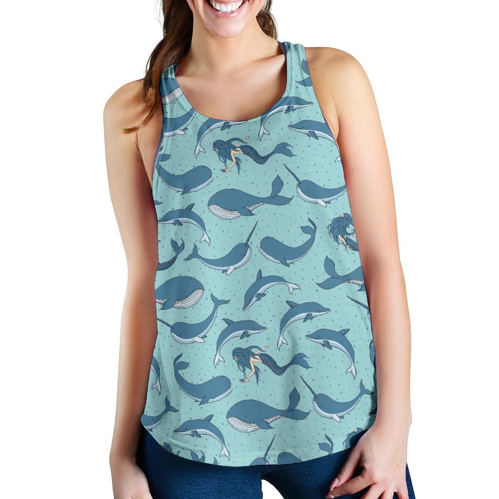 Narwhal Print Pattern Racerback Tank Tops-grizzshop