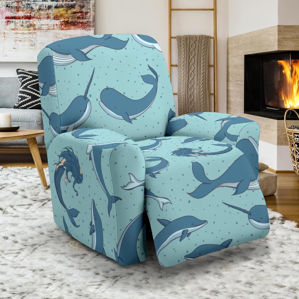 Narwhal Print Pattern Recliner Cover-grizzshop