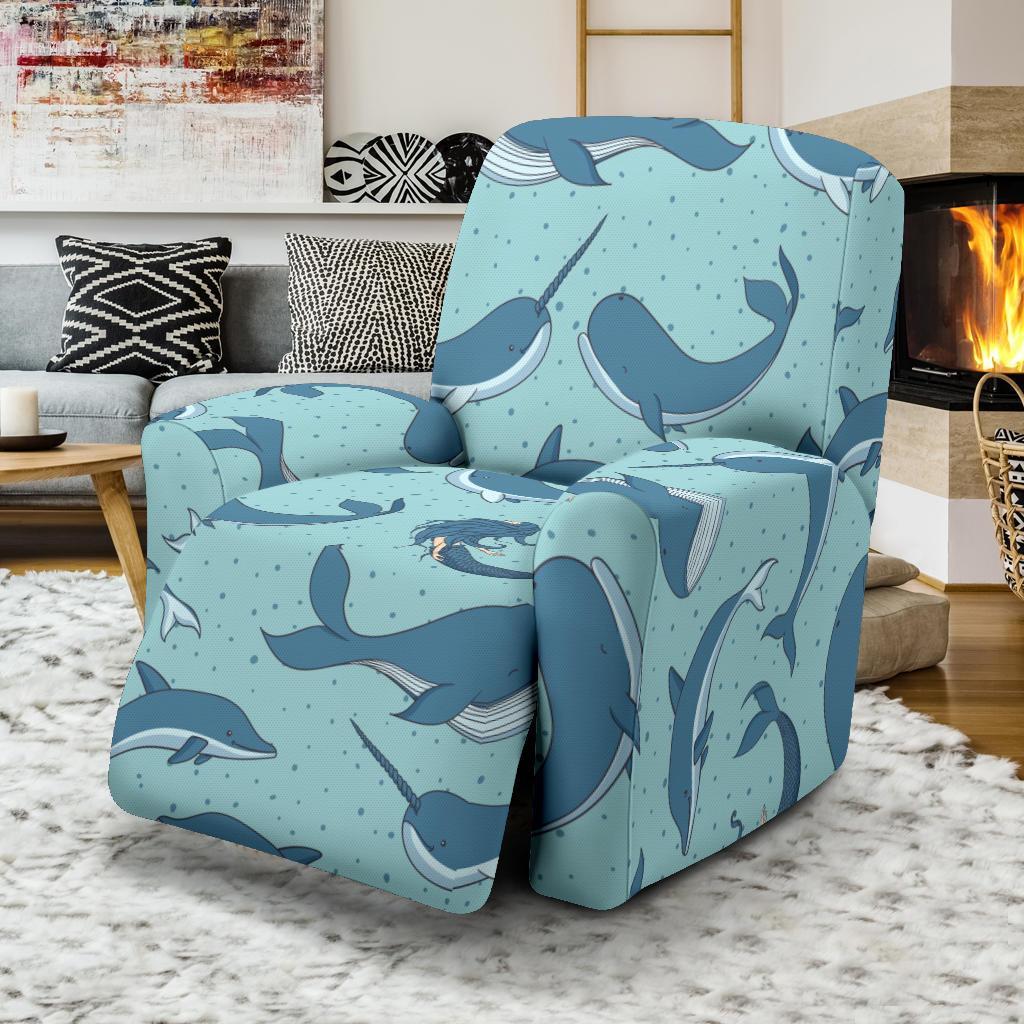 Narwhal Print Pattern Recliner Cover-grizzshop