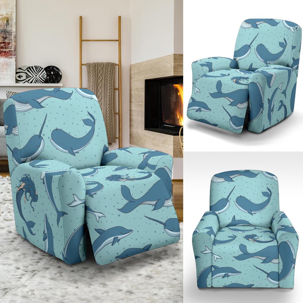 Narwhal Print Pattern Recliner Cover-grizzshop