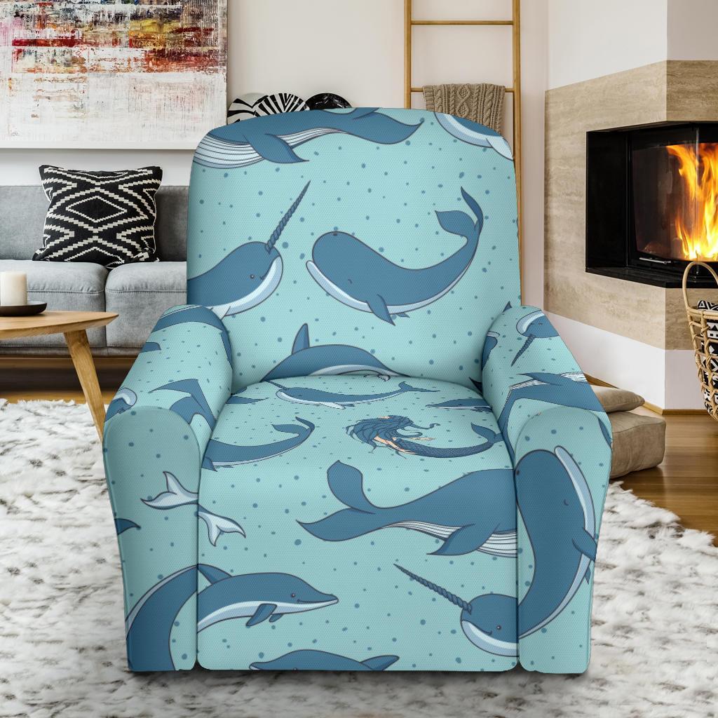 Narwhal Print Pattern Recliner Cover-grizzshop