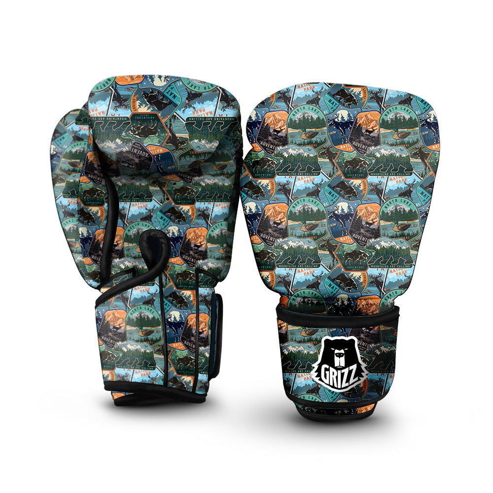 National Park Colorful Vintage Print Pattern Boxing Gloves-grizzshop