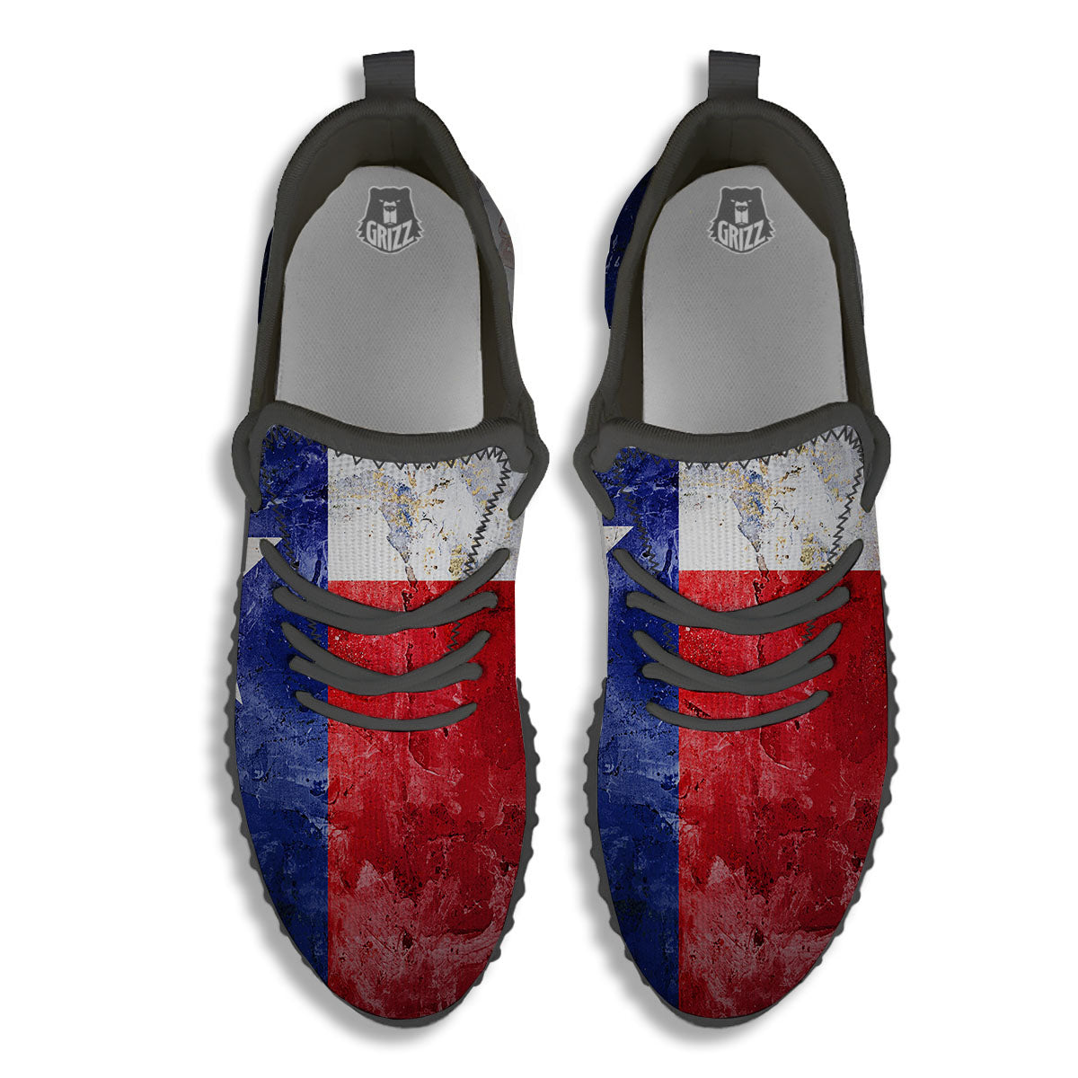 National Texas Flag Print Black Walking Shoes-grizzshop
