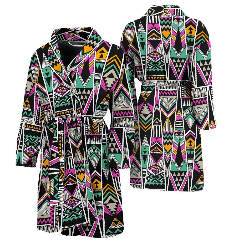 Native American Aztec Tribal Navajo Indians Print Men Long Robe-grizzshop