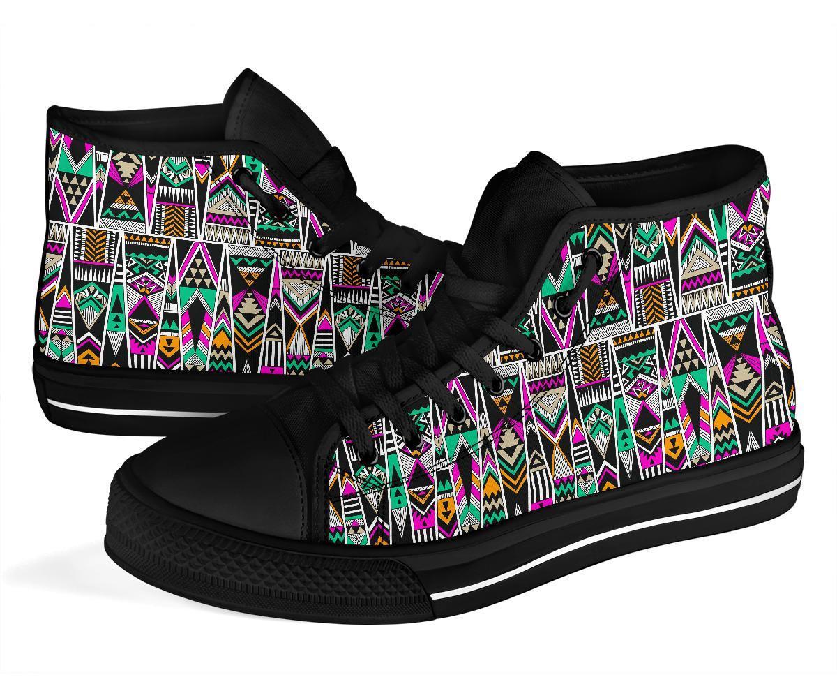Native American Aztec Tribal Navajo Indians Print Men Women's High Top Shoes-grizzshop