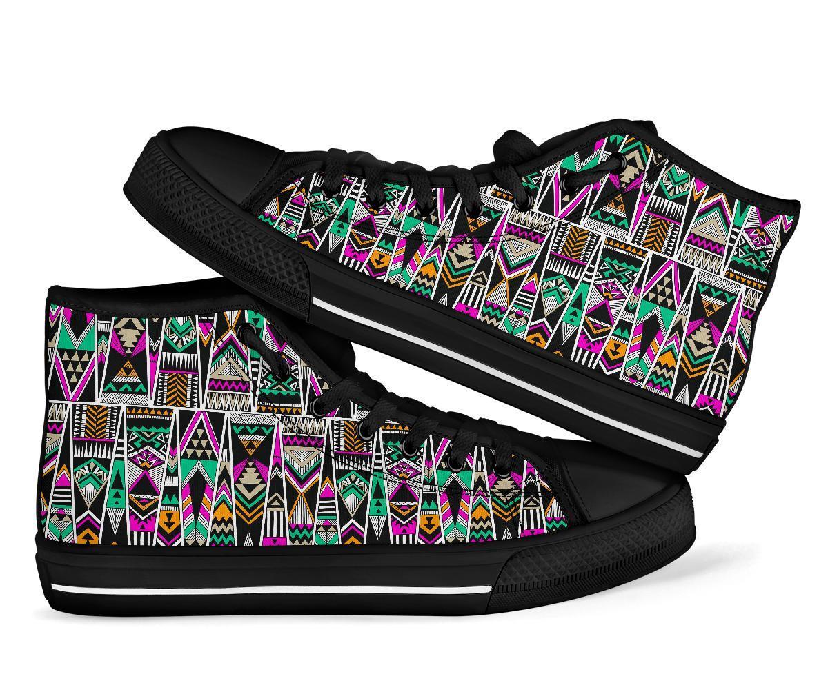 Native American Aztec Tribal Navajo Indians Print Men Women's High Top Shoes-grizzshop