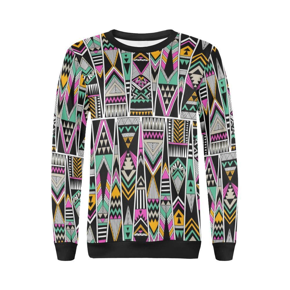 Native American Aztec Tribal Navajo Indians Print Women Crewneck Sweatshirt-grizzshop