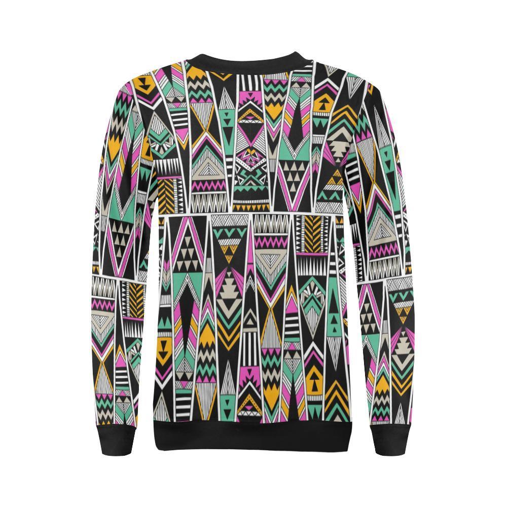 Native American Aztec Tribal Navajo Indians Print Women Crewneck Sweatshirt-grizzshop