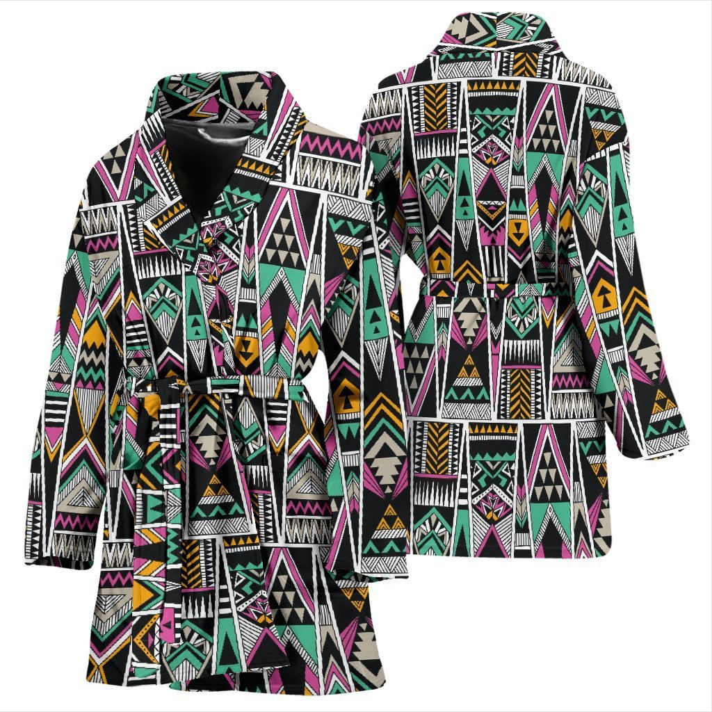 Native American Aztec Tribal Navajo Indians Print Women Long Robe-grizzshop