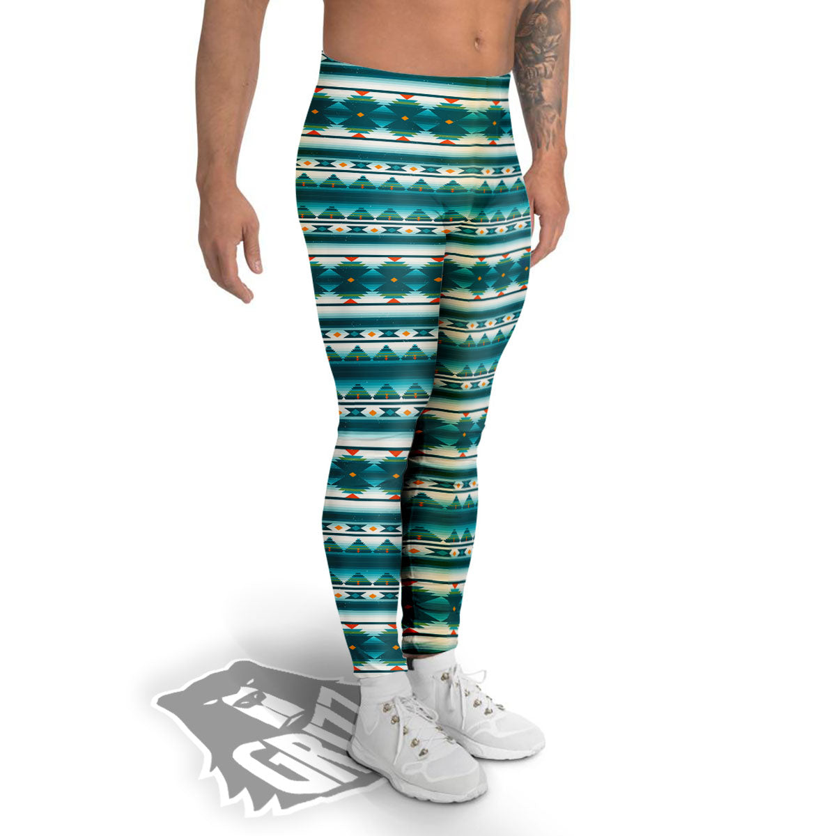 Native American Ethnic Print Pattern Men's Leggings-grizzshop