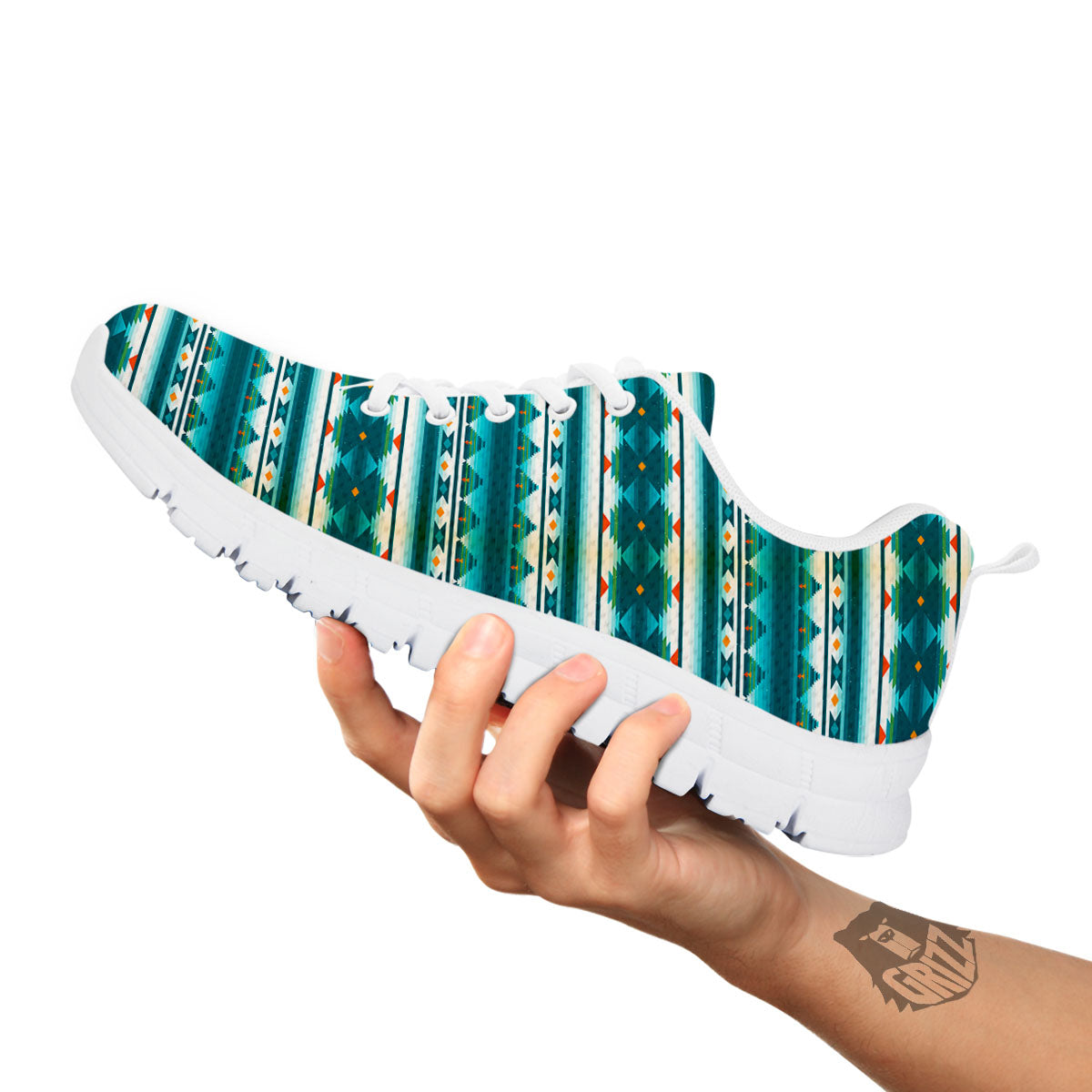 Native American Ethnic Print Pattern White Sneaker-grizzshop