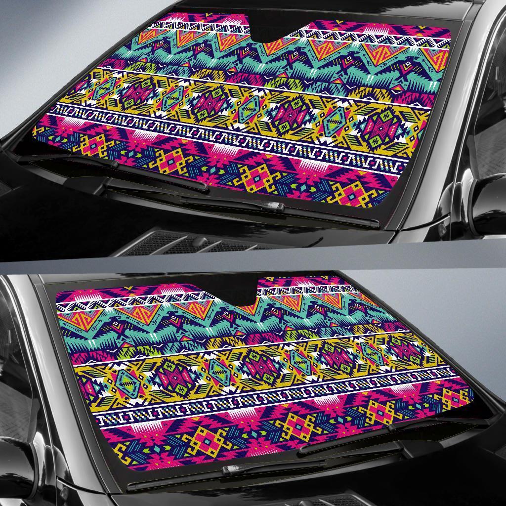 Native American Indians Aztec Tribal Navajo Print Car Sun Shade-grizzshop