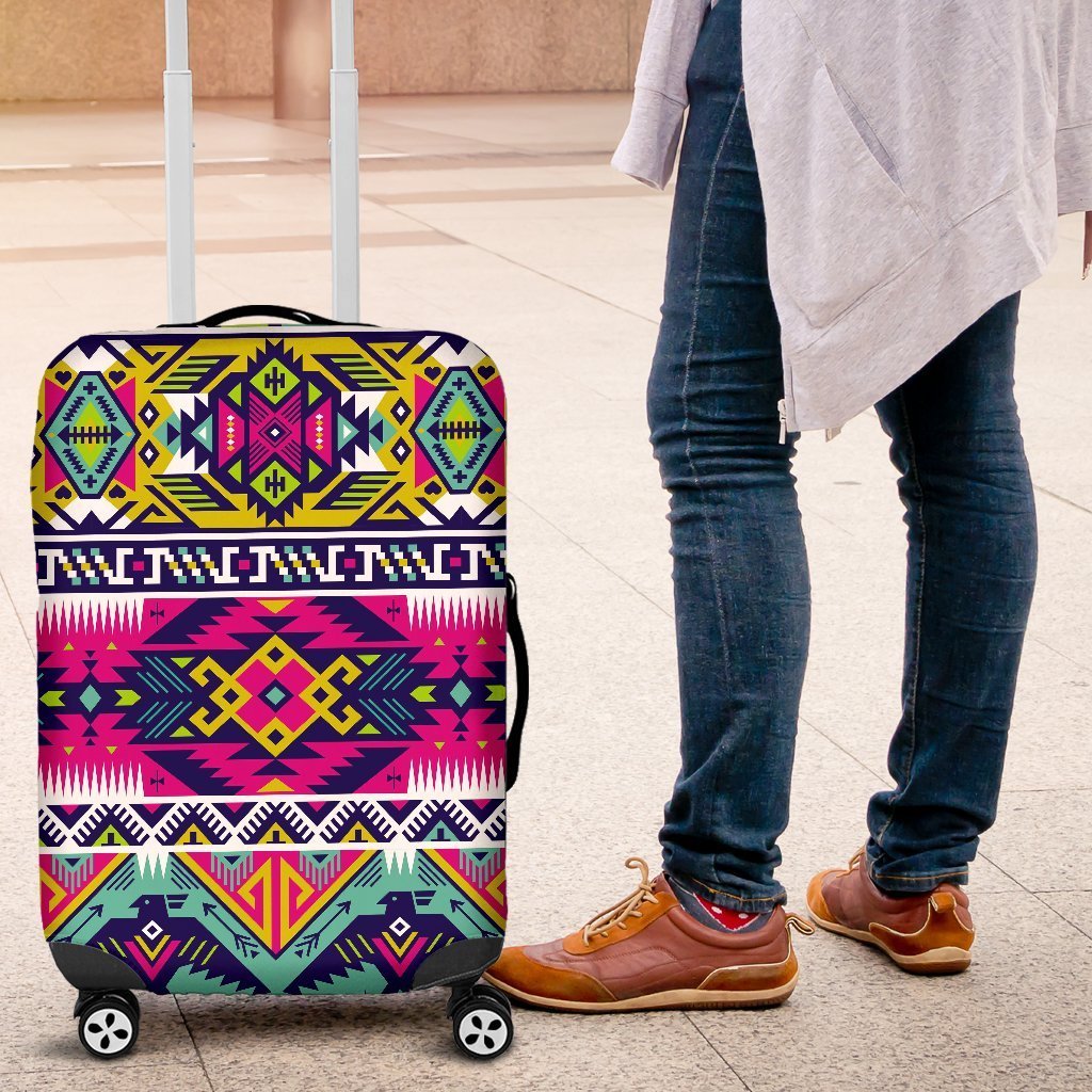 Native American Indians Aztec Tribal Navajo Print Elastic Luggage Cover-grizzshop
