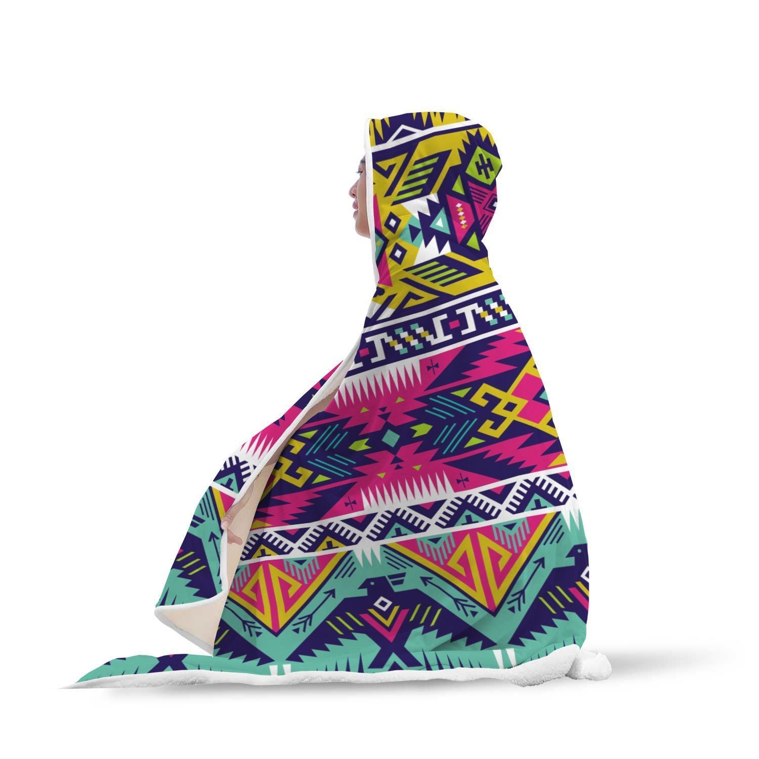 Native American Indians Aztec Tribal Navajo Print Hooded Blanket-grizzshop