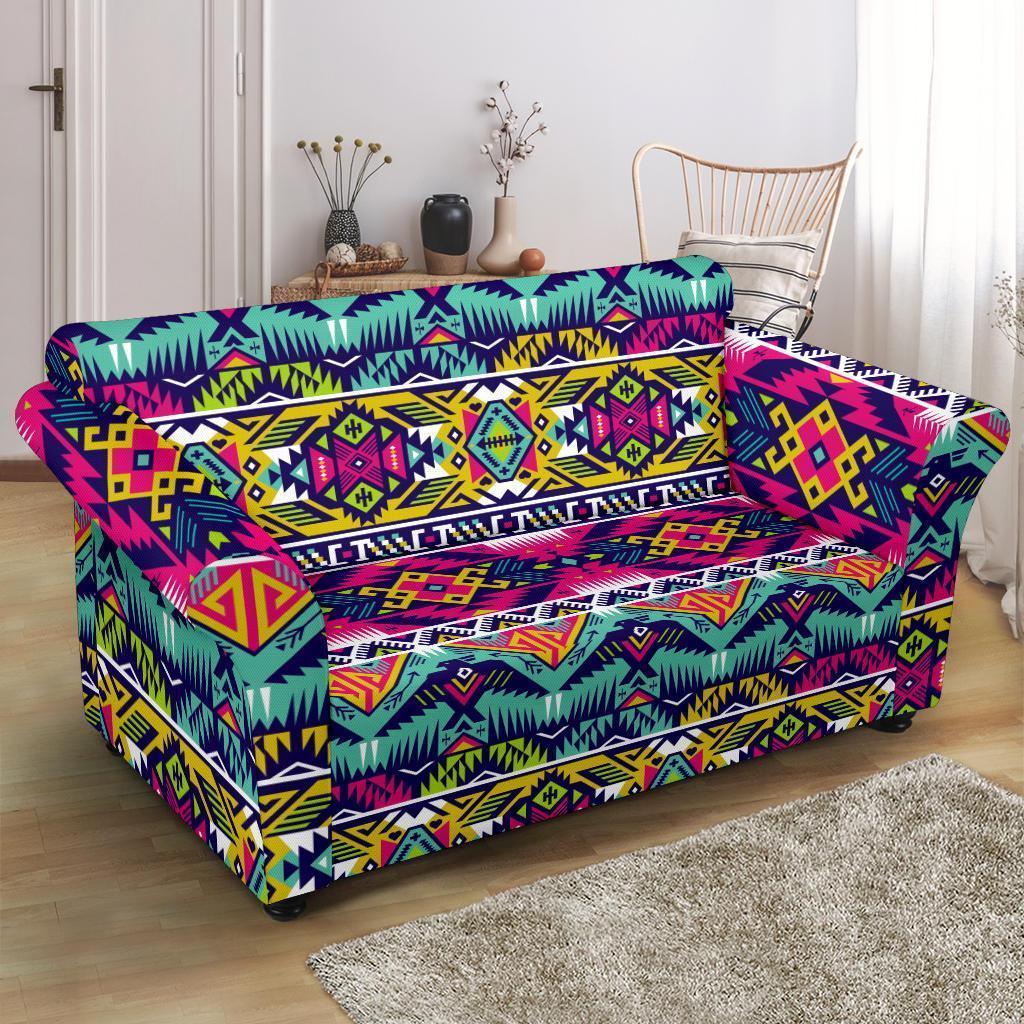 Native American Indians Aztec Tribal Navajo Print Loveseat Cover-grizzshop