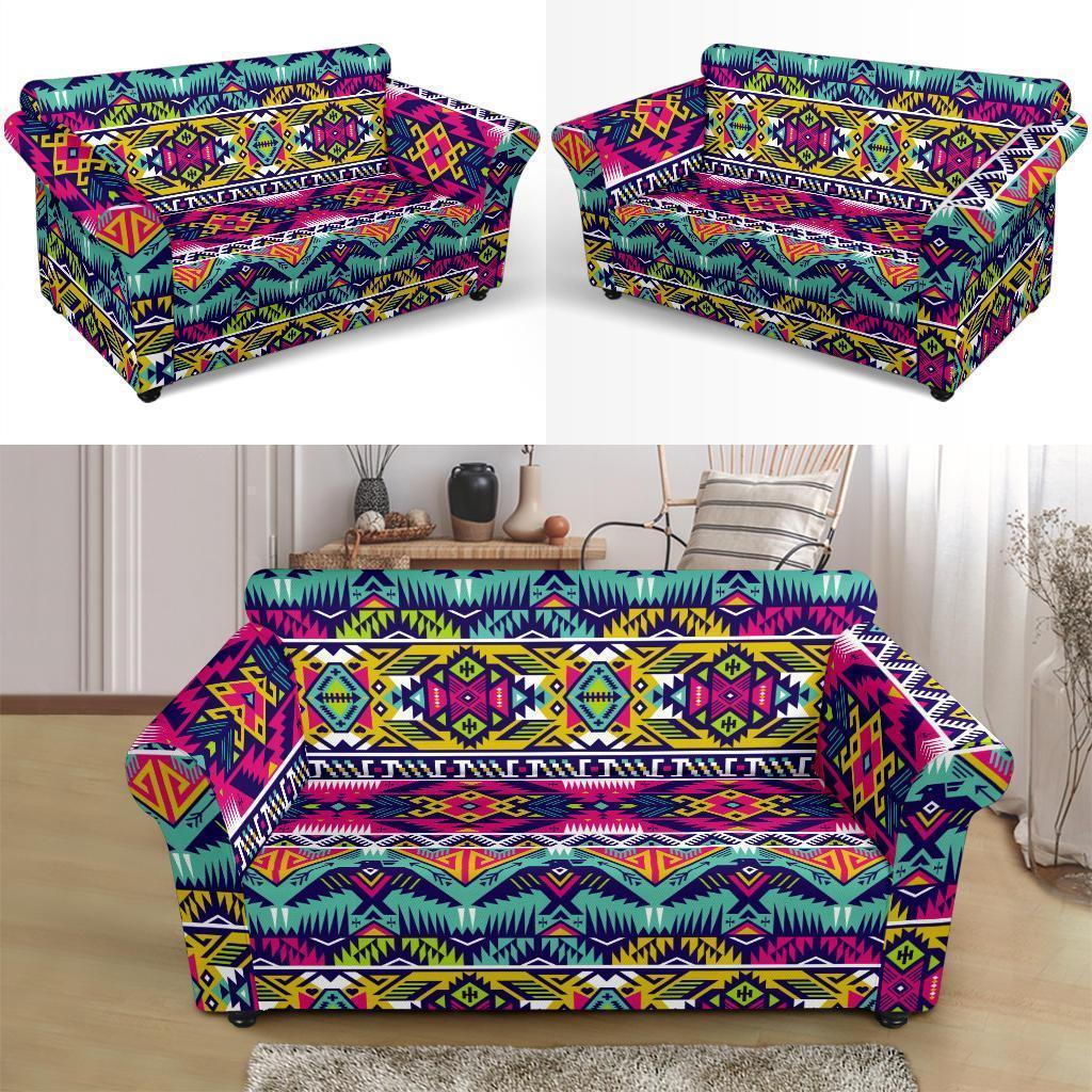 Native American Indians Aztec Tribal Navajo Print Loveseat Cover-grizzshop