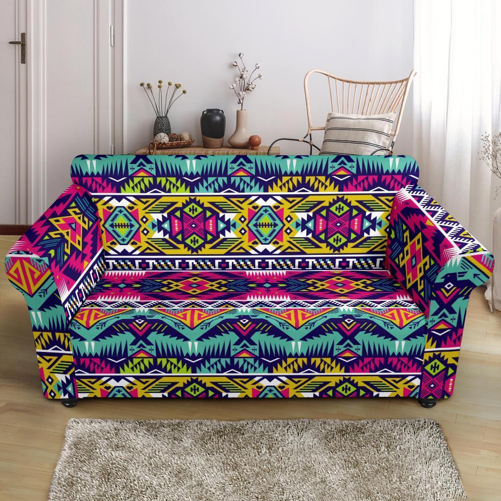 Native American Indians Aztec Tribal Navajo Print Loveseat Cover-grizzshop