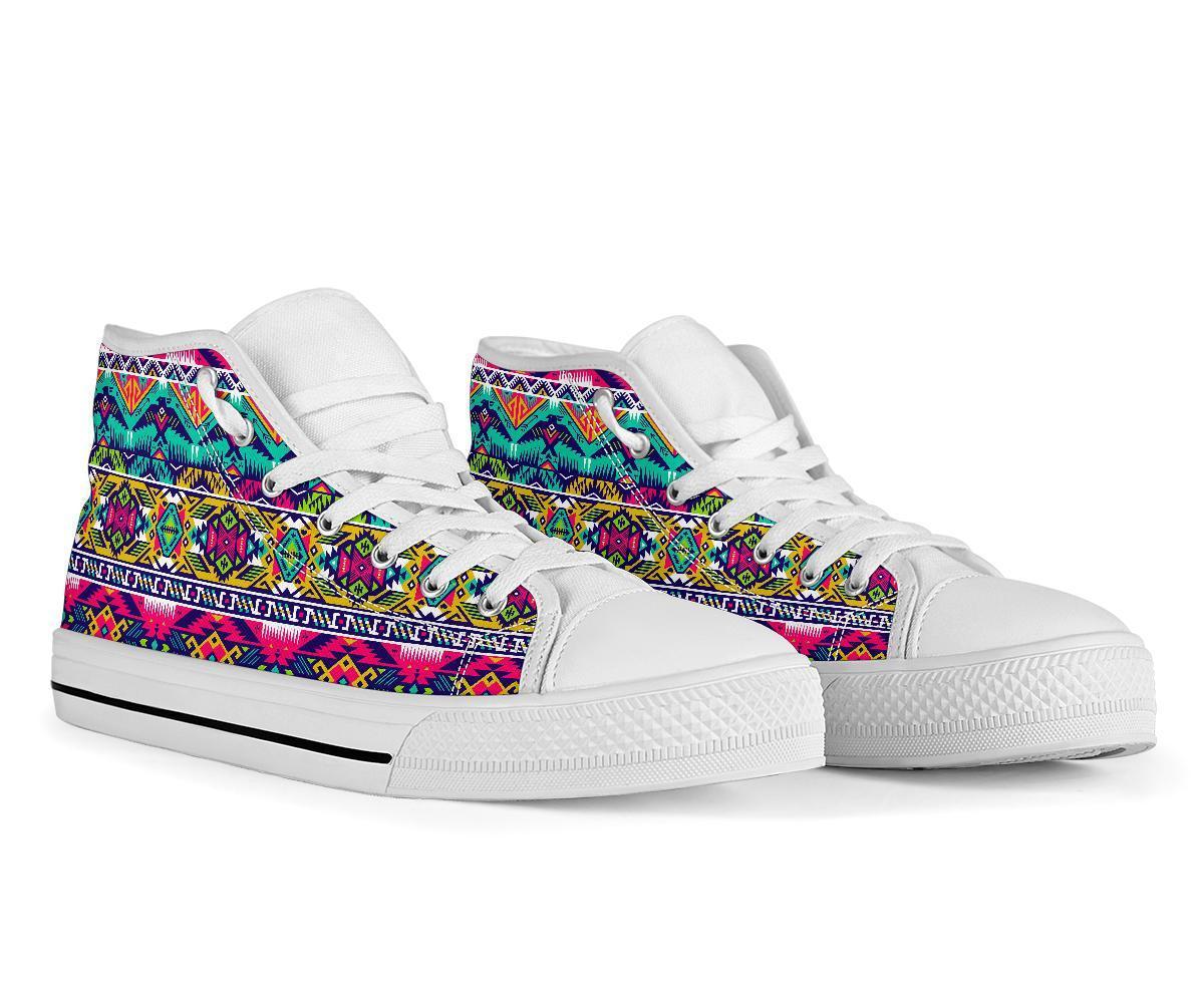 Native American Indians Aztec Tribal Navajo Print Men Women's High Top Shoes-grizzshop