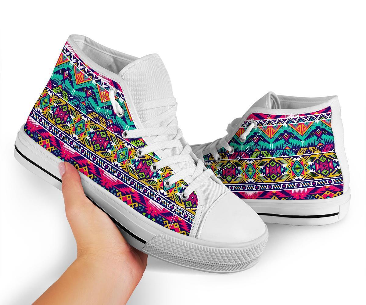 Native American Indians Aztec Tribal Navajo Print Men Women's High Top Shoes-grizzshop