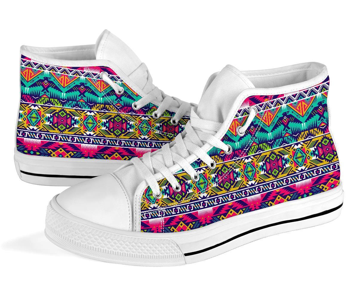 Native American Indians Aztec Tribal Navajo Print Men Women's High Top Shoes-grizzshop