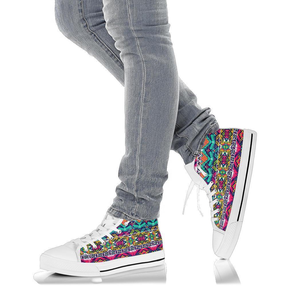 Native American Indians Aztec Tribal Navajo Print Men Women's High Top Shoes-grizzshop