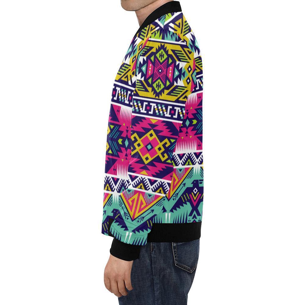 Native American Indians Aztec Tribal Navajo Print Men's Bomber Jacket-grizzshop