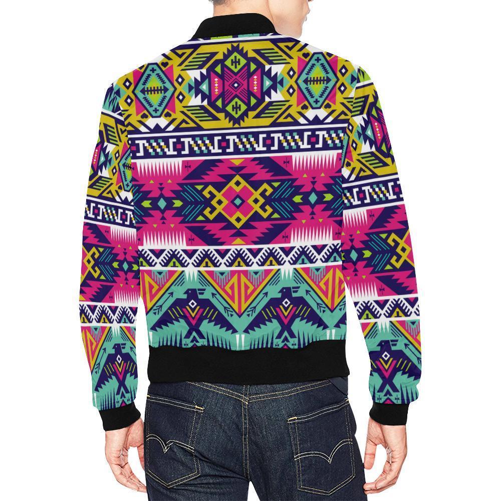 Native American Indians Aztec Tribal Navajo Print Men's Bomber Jacket-grizzshop